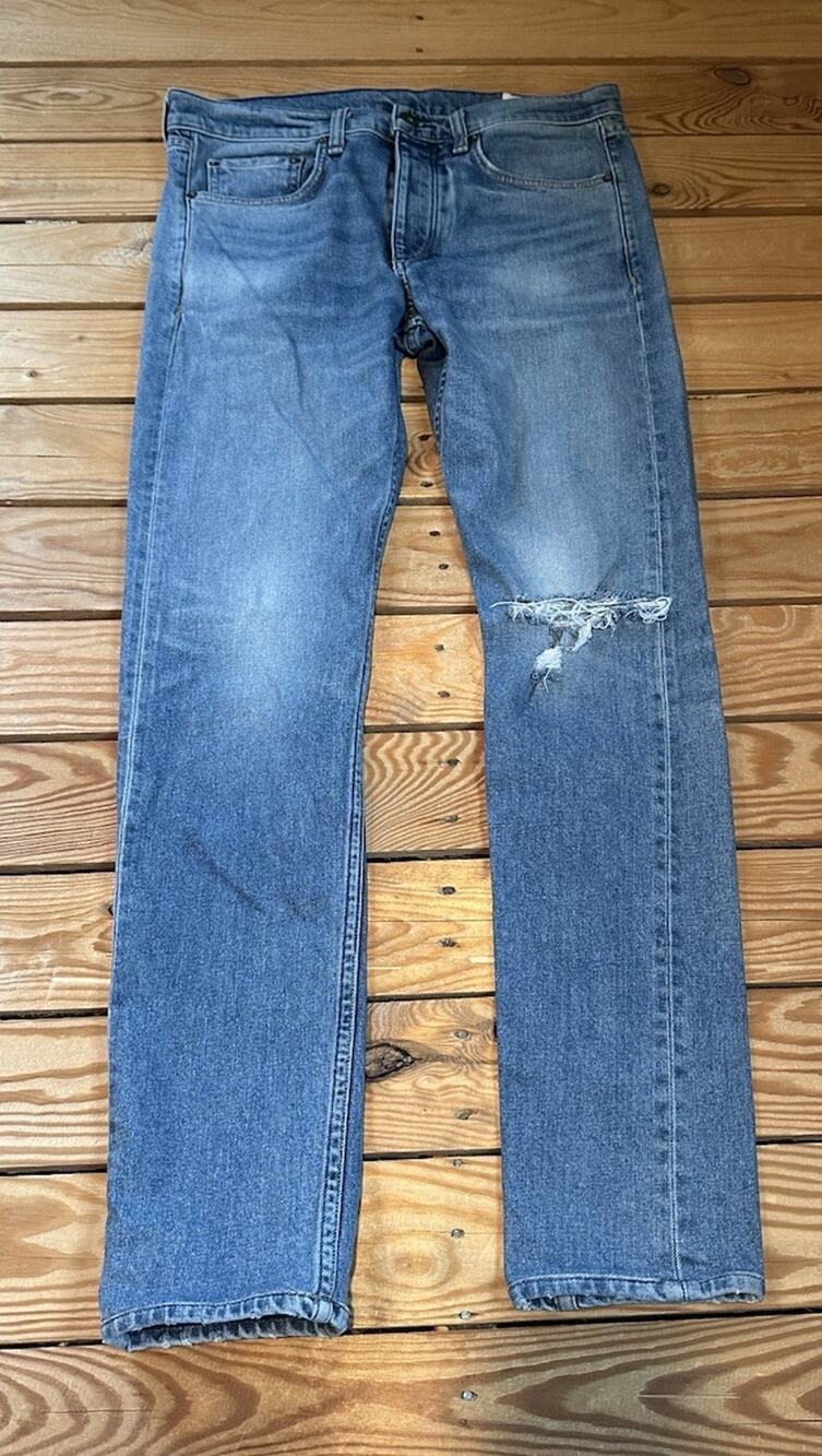 Rag & Bone Men’s Jaime With Holes Slim Jeans Size 31 Blue F1